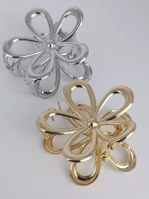 Presilha Flor de metal Dourada e Prateada